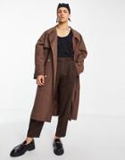 Asos Design Oversized Tapered Smart Pants In Brown