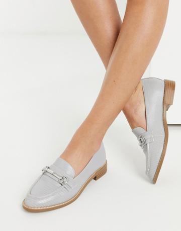 Asos Design Mabel Snaffle Loafers In Gray-grey