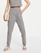 Asos Design Side Tab Pants In Brown Gingham Set