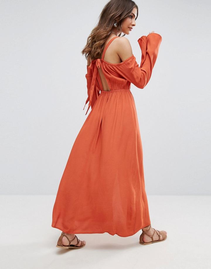 Somedays Lovin Endless Trail Cold Shoulder Maxi Dress - Red