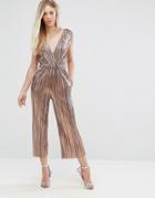 Oh My Love Pleated Grecian Wrap Front Jumpsuit - Gold