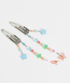 Asos Design Pack Of 2 Hair Clips With Beaded Charm-multi