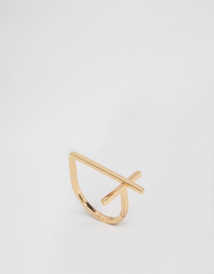Asos Sleek Cross Ring - Gold