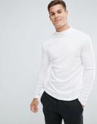 Selected Homme Long Sleeve T-shirt With High Neck - White