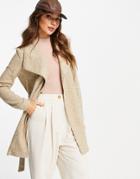 Vero Moda Brushed Wrap Coat In Beige-neutral