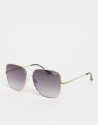 Quay Stop And Stare Womens Oversized Square Sunglasses In Gold-brown