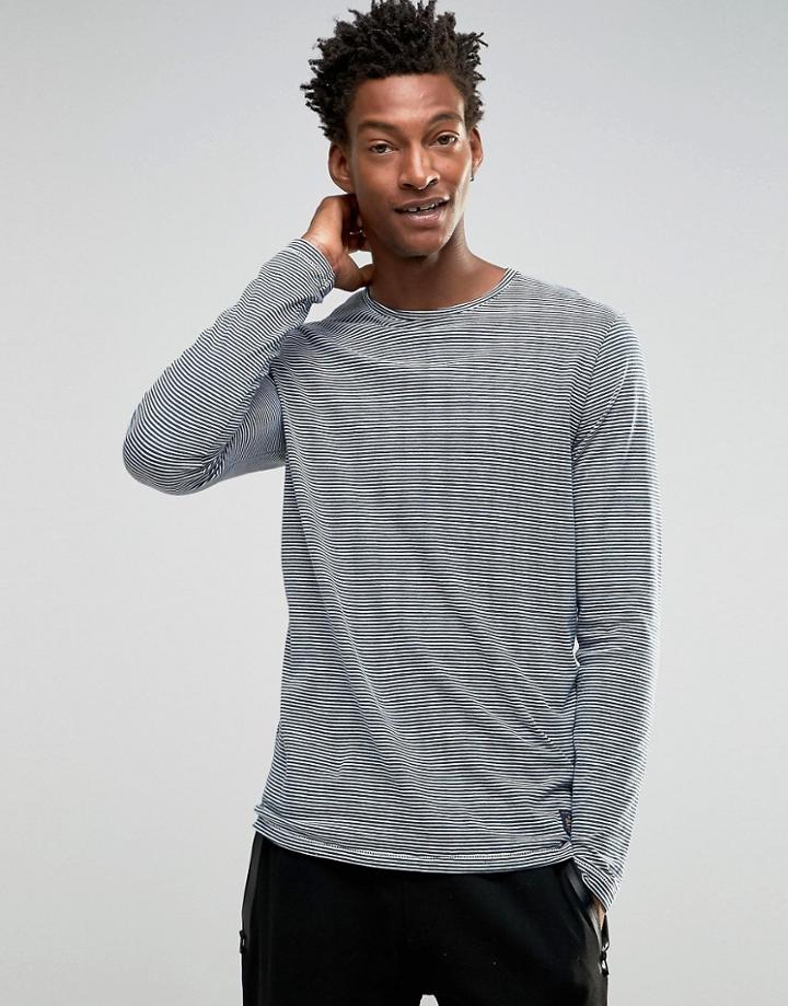 !solid Stripe Long Sleeve Top - Navy