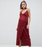 Asos Design Maternity Cami Wrap Maxi Dress - Red