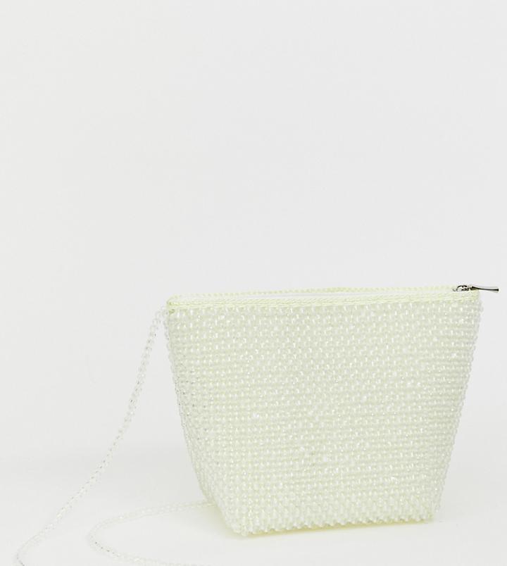 South Beach Resin Beaded Cross Body Bag - White