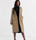 Asos Design Tall Seatbelt Trench Coat In Stone