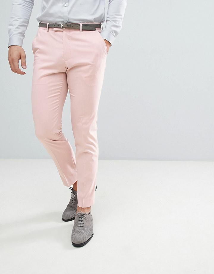Moss London Wedding Skinny Suit Pants In Light Pink - Pink