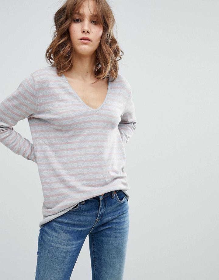 Mbym Stripe V Neck Sweater