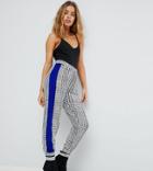 Asos Petite Joggers In Check With Side Stripe - Gray