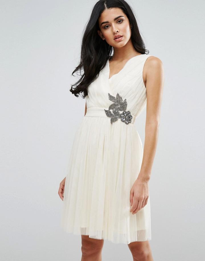 Little Mistress Embellished Prom Dress - Cream