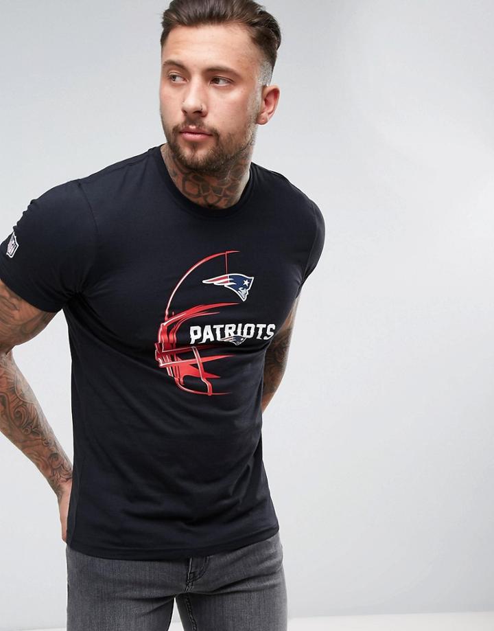 New Era Patriots T-shirt In Black With Helmet Print - Black