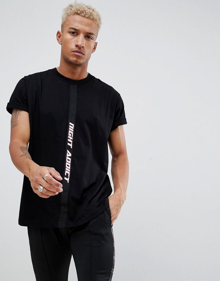Night Addict Front Tape T-shirt - Black