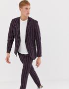 Jack & Jones Premium Slim Suit Jacket In Boat Stripe-navy