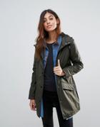 Brave Soul Glover Rubberised Trench With Fleece Lining - Green