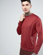 Asos Sweatshirt With Zip Pockets In Burgundy - Red