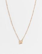 Asos Design Figaro Necklace With 100 Pendant In Gold Tone