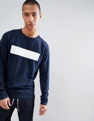 Clean Cut Copenhagen Crew Neck Chest Print Sweat - Navy