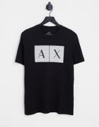 Armani Exchange Diamond Text Logo Print T-shirt In Black
