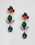 Asos Jewel Triple Drop Gemstone Earrings - Multi