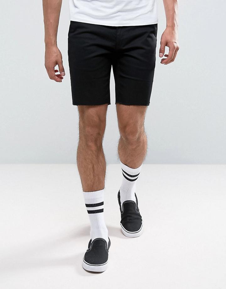 Brixton Shorts With Raw Hem - Black