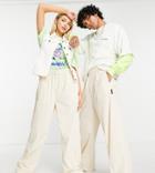 Collusion Unisex Flood Fit Nylon Track Pant In Beige-neutral