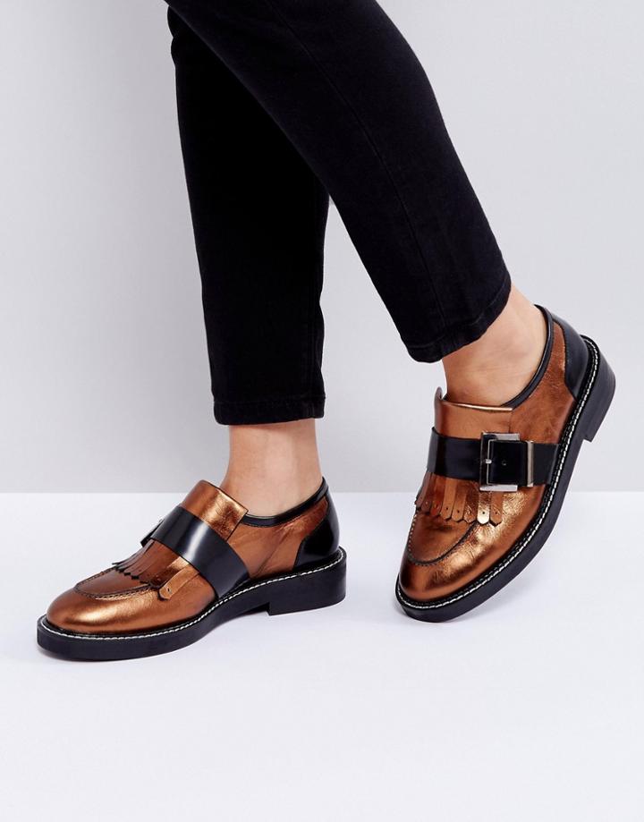 Asos Master Piece Premium Leather Flat Shoes - Copper