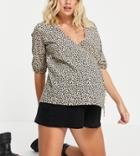 Topshop Maternity Bengaline Wrap Blouse In Leopard-multi