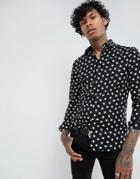 Asos Skinny Star Print Shirt In Black - Black