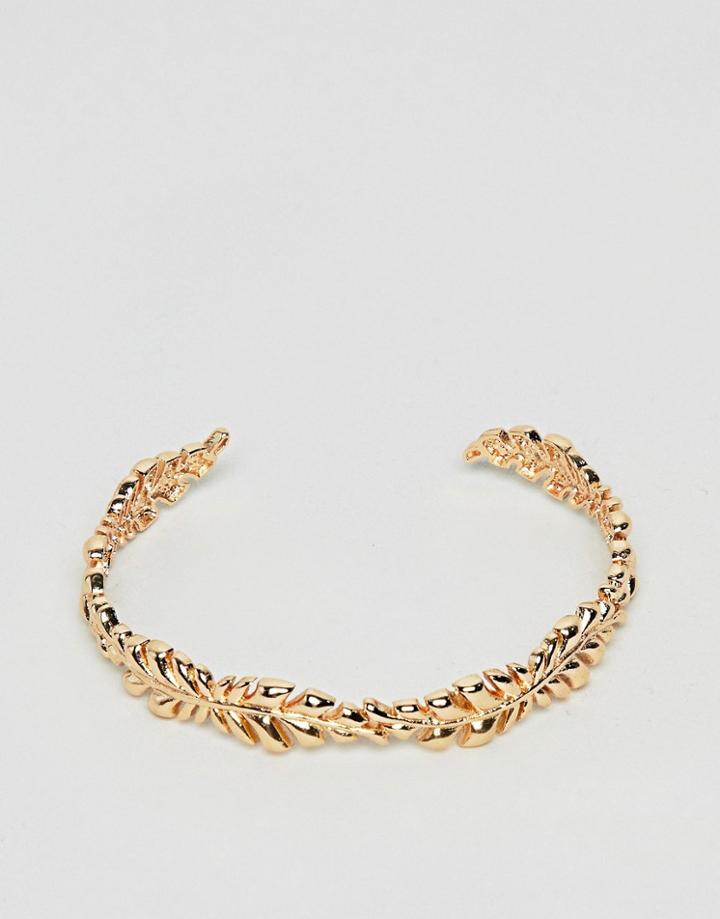 Asos Design Leaf Vine Cuff Bracelet - Gold