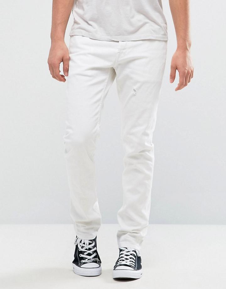 Allsaints Jeans In Skinny Fit White Denim - White