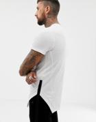 Religion Muscle Fit T-shirt With Taped Hem - White
