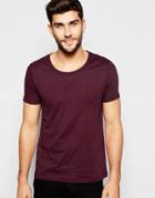 Asos T-shirt With Scoop Neck In Purple - Fig
