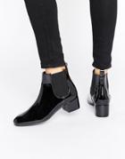 Monki Patent Chelsea Ankle Boot - Black