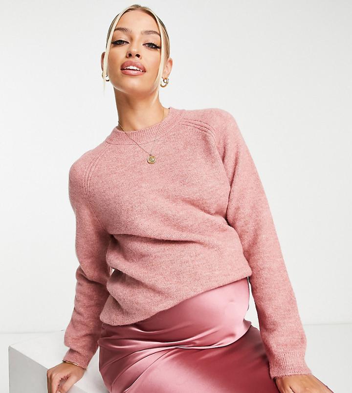 Asos Design Maternity Boxy Crew Neck Sweater In Dusky Pink