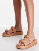 Public Desire Amora Braided Detail Chunky Sole Sandals In Beige-neutral