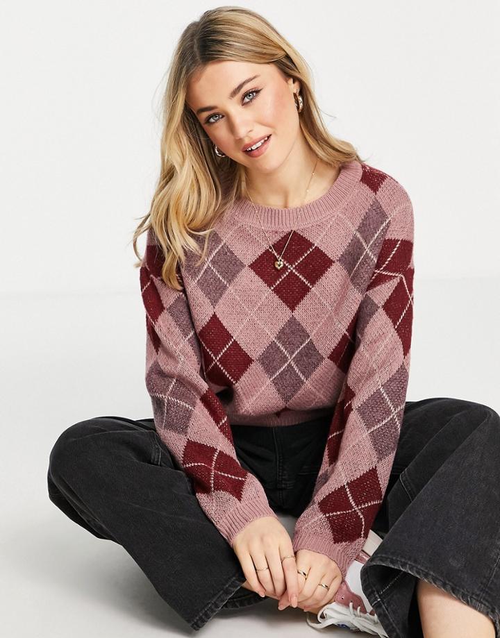 Jdy Knitted Jacquard Sweater In Pink