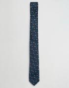 Asos Design Slim Tie In Navy With Toucan Embroidery - Navy