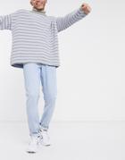 Asos Design Organic Cotton Blend Slim Jeans Light Blue Bleach Wash