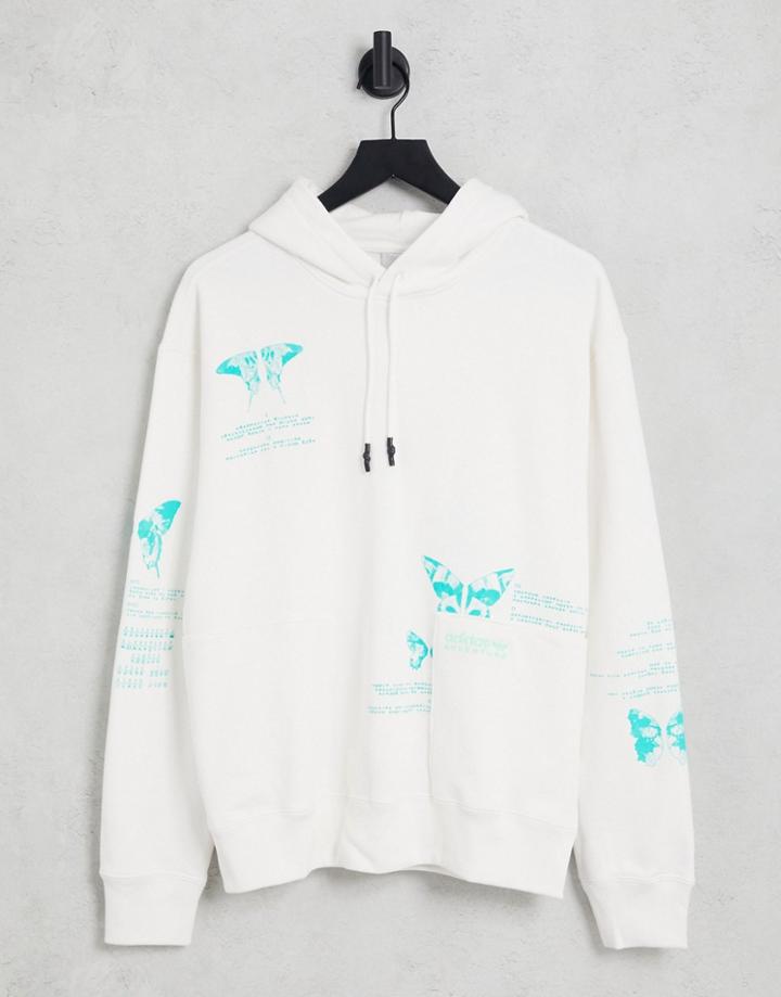 Adidas Originals Adventure Hoodie In White With Butterfly Print