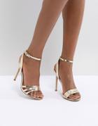 Lipsy 3 Strap Barely There Sandal - Gold