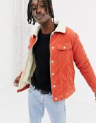 Pull & Bear Fleece Lined Jacket In Orange - Orange