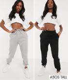 Asos Design Tall Basic Sweatpants With Tie 2 Pack Save-multi
