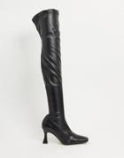 Asos Design Keisha Premium Stretch Over-the-knee Boots With Novel Heel-black