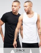 Asos 2 Pack Muscle Fit T-shirt And Muscle Fit Tank Save - Multi