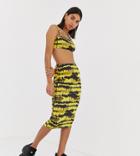 Reclaimed Vintage Inspired Midi Skirt In Jersey In Tie Dye-multi