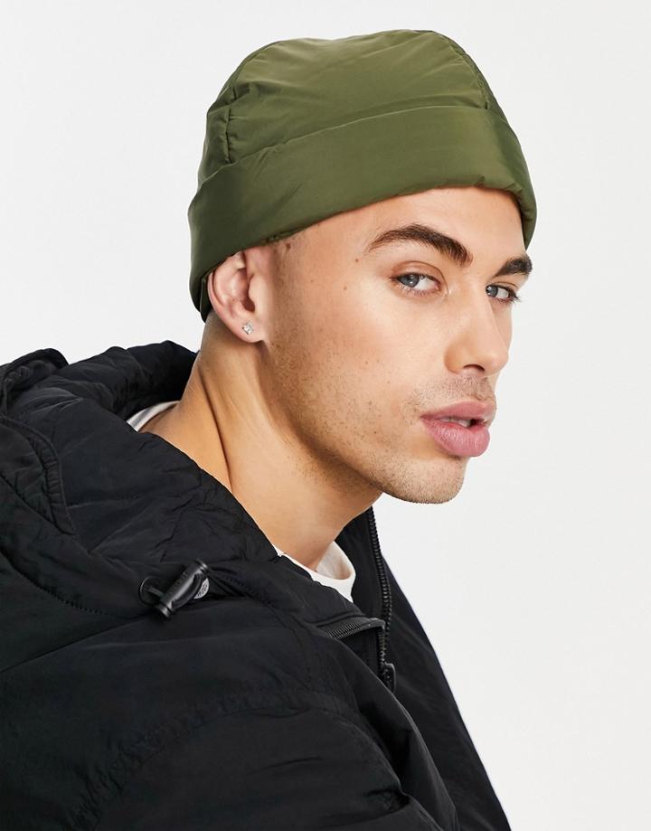 Boardmans Padded Beanie Hat In Khaki-green